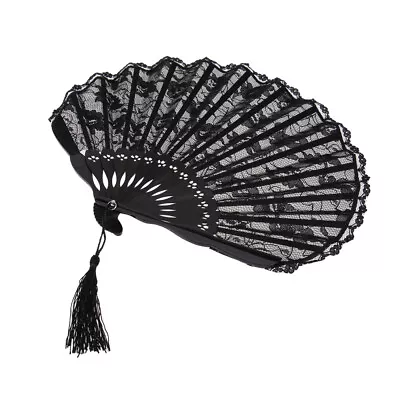 Lace Hand Fan Black Open Dance Handheld Fans Decorative Folding Wedding Hand Fan • $12.39