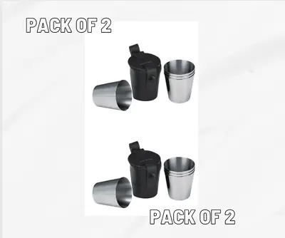 Msrp $25 2-PK Visol VAC101 4 Stainless Steel Shot Cups W/ Leather Carrying Case • $14.99