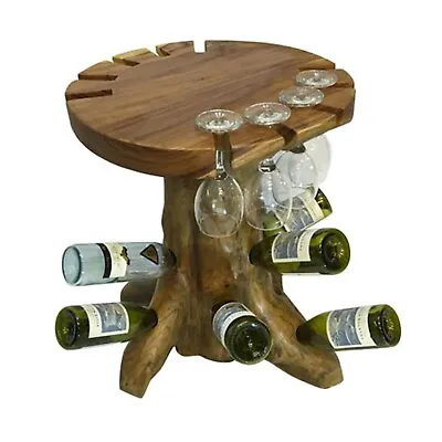 £259.99 • Buy  Teak Root Driftwood Wooden Wine Tasting Table Holds 9 Bottles, 8 Wine Glasses