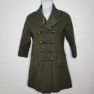 $59.99 • Buy Oilily Pea Coat Girls 128 US 7-8 Olive Green Wool Military Studded Long Jacket 