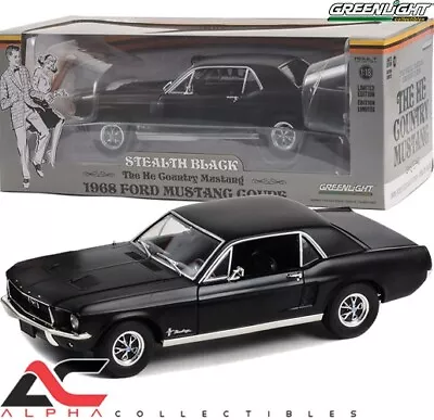 Greenlight 13661 1:18 1968 Ford Mustang He Country Special Stealth Black • $69.95