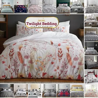 £15.62 • Buy PRINTED DUVET COVER Reversible Quilt Bedding Set With Pillowcase Double Kingsize