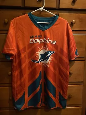 NFL Miami Dolphins Jersey Mens L Reversible Flag Football Orange Green (c5) • $21