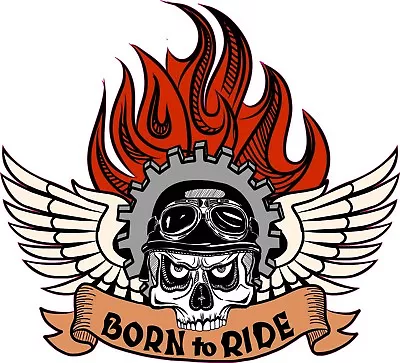 Born To Ride Sticker Skull Decal Harley Davidson Style Motorcycle Helmet Slap • £2.20