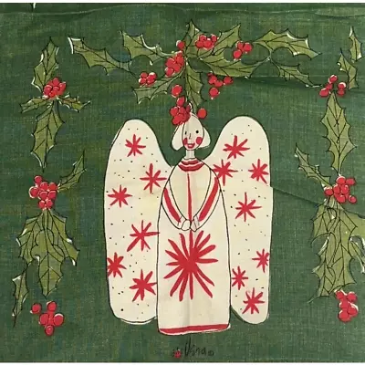 Vintage Vera Neumann Linen Kitchen Tea Towel - Ladybug Signed  - Christmas Motif • $38