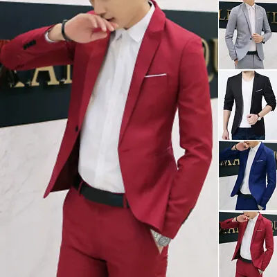 Men Suit Business Casual Coat Formal Blazer One Button Slim Fit Jackets Tops New • $20.47