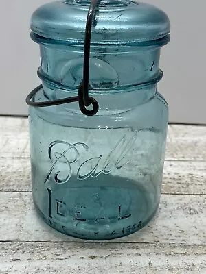 Vintage Ball Ideal Blue Glass Wire Top Pat. July 14 1908 # 3 Canning Jar • $5