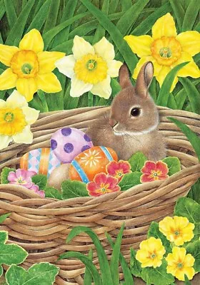 Easter Egg Basket House Flag Daffodil Flower Grass Bunny Holiday Briarwood Lane • $15.99