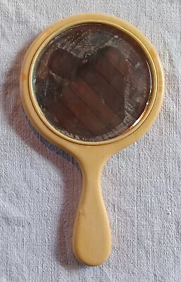 Vintage Art Deco Vanity Beveled Hand Mirror Bakelite Celluloid 10  L × 6  W • $14.99