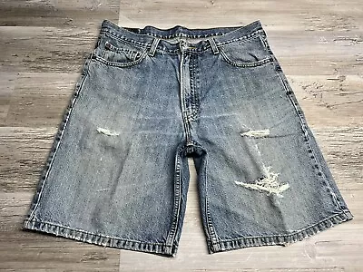 Mens Levis 550 Dad Shorts Distressed Stonewash Denim Jorts Relaxed Fit Size 36 • $19.99