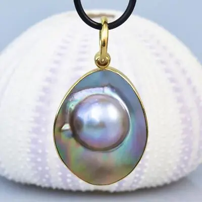 Mabe Blister Pearl Pendant With 18K Gold Vermeil Over Sterling Silver 7.80 G • $72