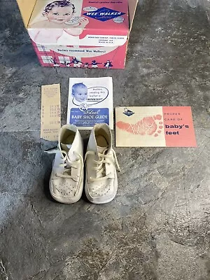 Vintage Wee Walker Baby Shoes W/ Original Box And Insert 1960’s Size 1 White 220 • $19.99