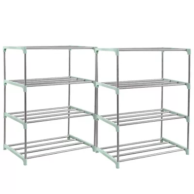 $28.99 • Buy 4/6/7 Tier Metal Shoe Rack Storage Organizer Shelf Stand Shelves Sneaker Racks