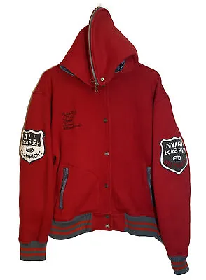 Vintage Ecko Red Womens L Red Varsity Championship Jacket Hoodie NY/NJ RARE • $62.50