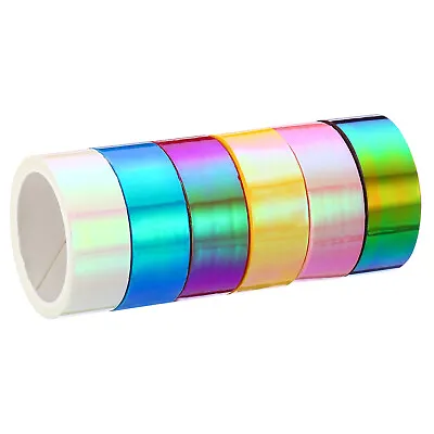 6pcs 15mmx5m Holographic Tape Adhesive Metallic Foil Sticker Assorted Color • £6.95