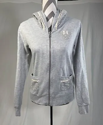 Disney Parks Womens Minnie Mouse Hoodie Jacket Size S Full Zip Lace Polkadot • $15.30