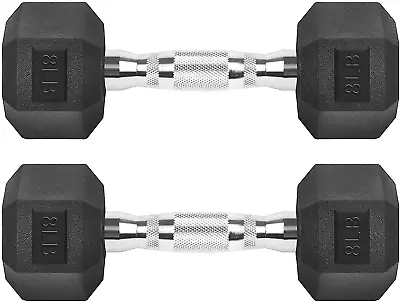 Hex Dumbbells Rubber Coated Cast Iron Hex Black Dumbbell Free Weights For Exerci • $49.04