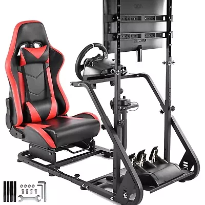 Zootopo Racing Simulator Cockpit With Monitor Stand & Red Chair Fit Logitech G29 • £339.99