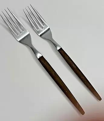 Ecko Eterna Forged & Muffin Canoe Stainless Japan Wood Handles 2 Forks • $15.96