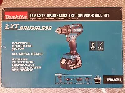 Makita XFD13SM1 18v LXT Lith-Ion Brushless Cordless 1/2   Driver Drill Kit NEW • $133.33