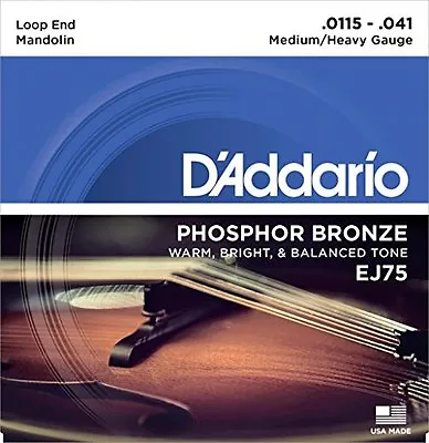 D'Addario EJ75 Mandolin Strings Phosphor Bronze Medium/Heavy 11.5-41 • $11.99