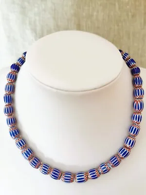 Vintage Venetian Murano Chevron 6 Layer  Trade Bead Necklace - Excellent • £129