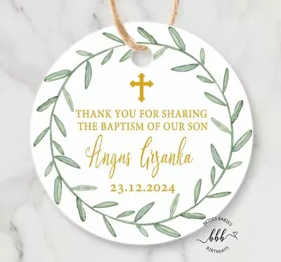 12 White Gift Tags Baptism Christening Thank You Favour Bomboniere Personalised • $4.95