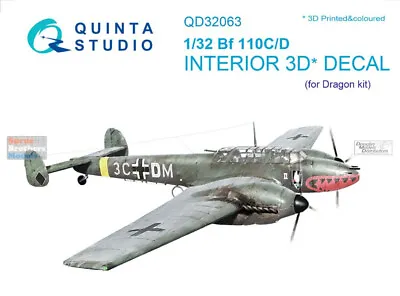 QTSQD32063 1:32 Quinta Studio Interior 3D Decal - Bf110C Bf110D (DRA Kit) • $42.39