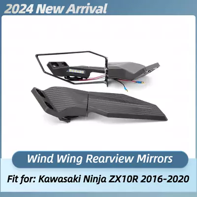 Rearview Wing Mirrors W/ LED Turn Signals Lights For Kawasaki ZX10R 2016-2020 • $45.50
