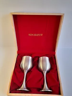 Royal Selangor Pewter 1 Pair Wine Goblets In Box Excellent Condition • $75