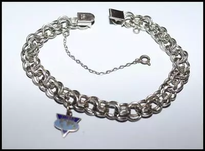 VINTAGE RHYTHM STERLING SILVER CHARM BRACELET  8  And 1 STERLING CHARM • $62