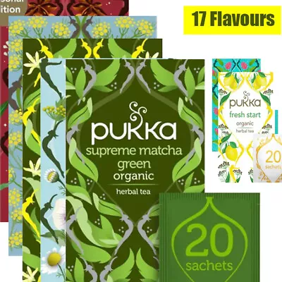 PUKKA Herbal Organic Tea Sachets (Choose Your Favarite Falvour) • £6.99