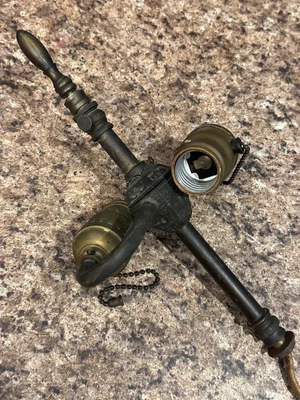 $125 • Buy Vintage 2 Socket Cluster Stem Pull Chain NTM Cast Deco Style Center For Parts
