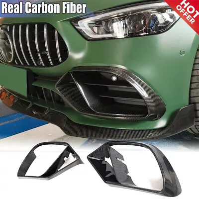 For Benz AMG GT43 GT53 GT63 Real Carbon Front Bumper Fins Air Vent Fog Cover 4D • $218.49