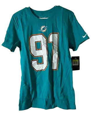 Nike Men's Miami Dolphins Cameron Wake #91 Crew Neck T-Shirt Aqua Small • $19.99