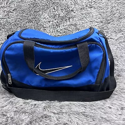 Vintage Nike Duffle Bag Gym Swoosh Zipper Small Vented Blue READ • $20.47