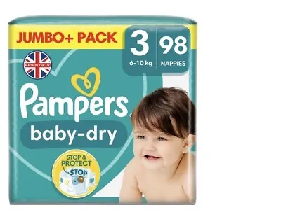 Pampers Nappies Size 3 (6-10kg) (196 Count)FREE  Delivery • £39.99