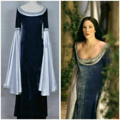 The Lord Of The Rings Cosplay Arwen Costume Gown Lady Blue Dress • £55.20