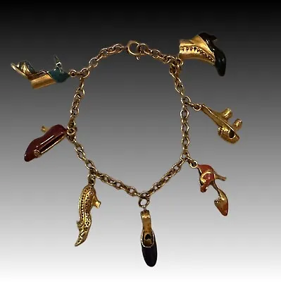 MMA Metropolitan Museum Of Art Vintage Shoe Charm Bracelet Enameled 7 Charms • $99