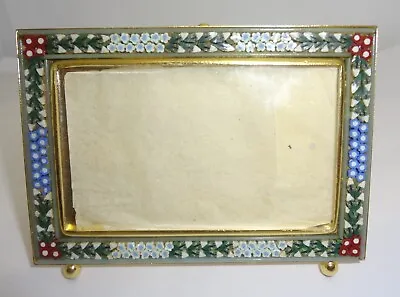 Italian Brass & Micro Mosaic Small Photo Rectangular Frame • $49