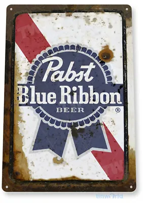 Pabst Blue Ribbon Beer Sign Rustic Retro Bar Pub Brewery Beer Tin Sign C133 • $10.25