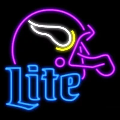 Minnesota Vikings Helmet Beer 20 X16  Neon Lamp Light Sign Wall Decor Windows • $130.79