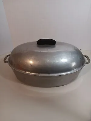 Vintage Majestic Heavy Cast Aluminum Oval Roaster Dutch Oven Large 16.5 X 10.5  • $79.99