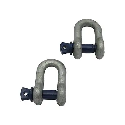 Galvanised Lifting Dee Shackles Screw Pin 0.75 Ton X2 (0.75T D Towing Rigging) • £5