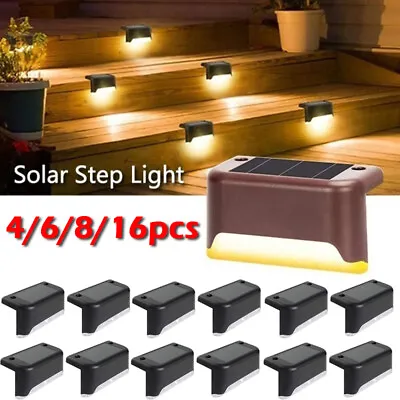 £7.99 • Buy Solar LED Deck Lights Path Garden Patio Pathway Stairs Step Fence Lamp Outdoor