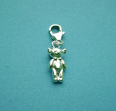Clip On 925 Solid Sterling Silver TEDDY BEAR Charm /TRIGGER LOBSTER CLASP  • £7.15