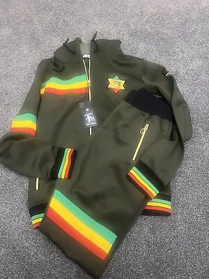 Time Is Money Men's Olive Urban Rasta Lion Tracksuit New Hip Hop Era Peviani • £39