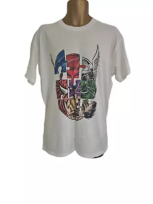 Avengers Marvel Mens White Short Sleeve T-shirt Size L Gift Hulk Thor • £9.98