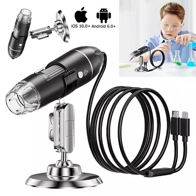 1600X Professional Digital Microscope 8 LED Magnifier Endoscope For IOS Android • $21.82