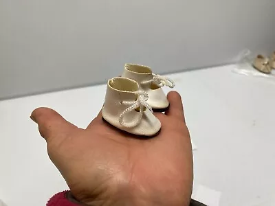 VINTAGE Antique DOLL Accessories Doll Shoes - Old Stock Cute Style White #R-6 • $4.99